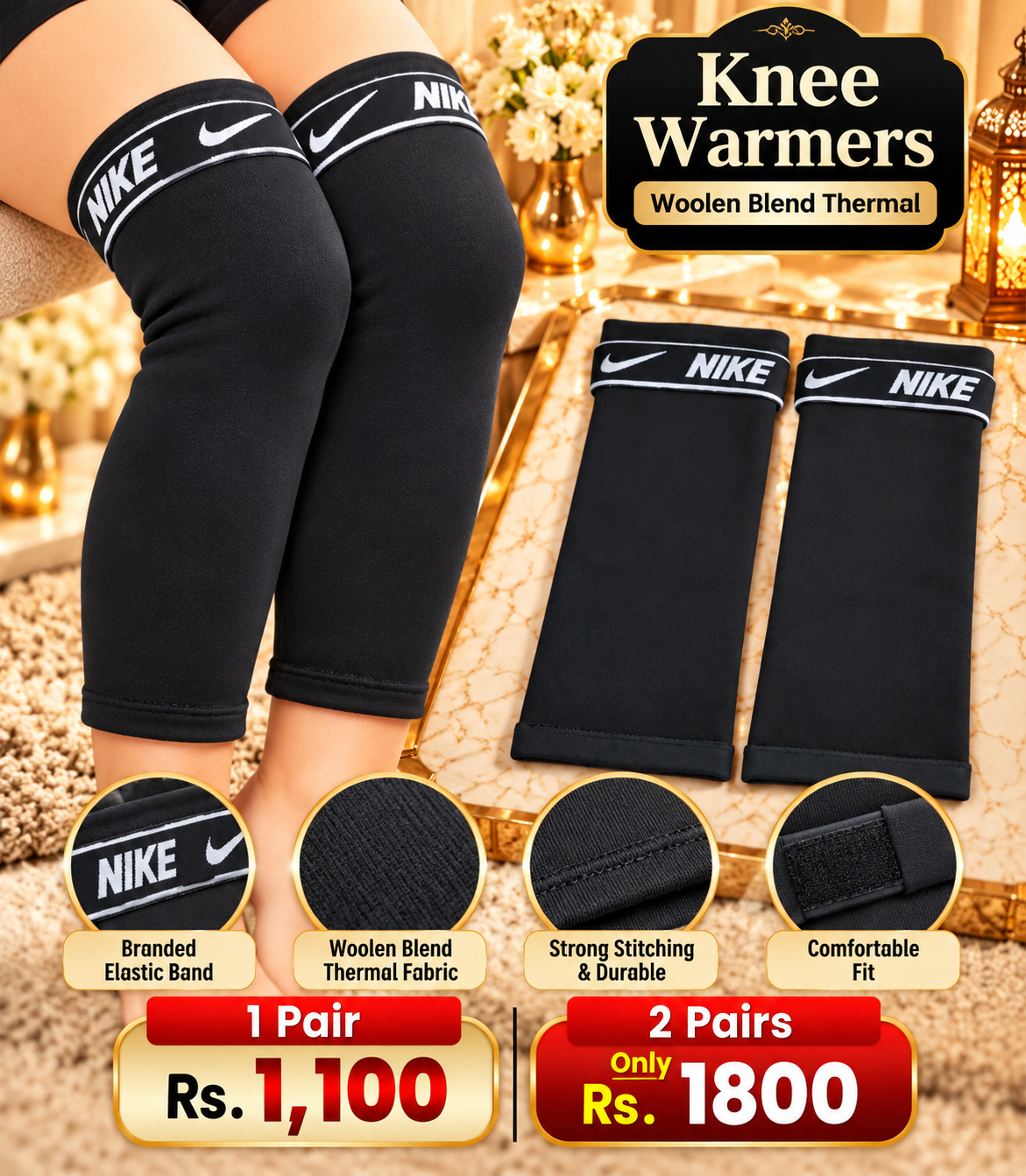 1 Pair Woolen Blend Thermal Knee Warmer