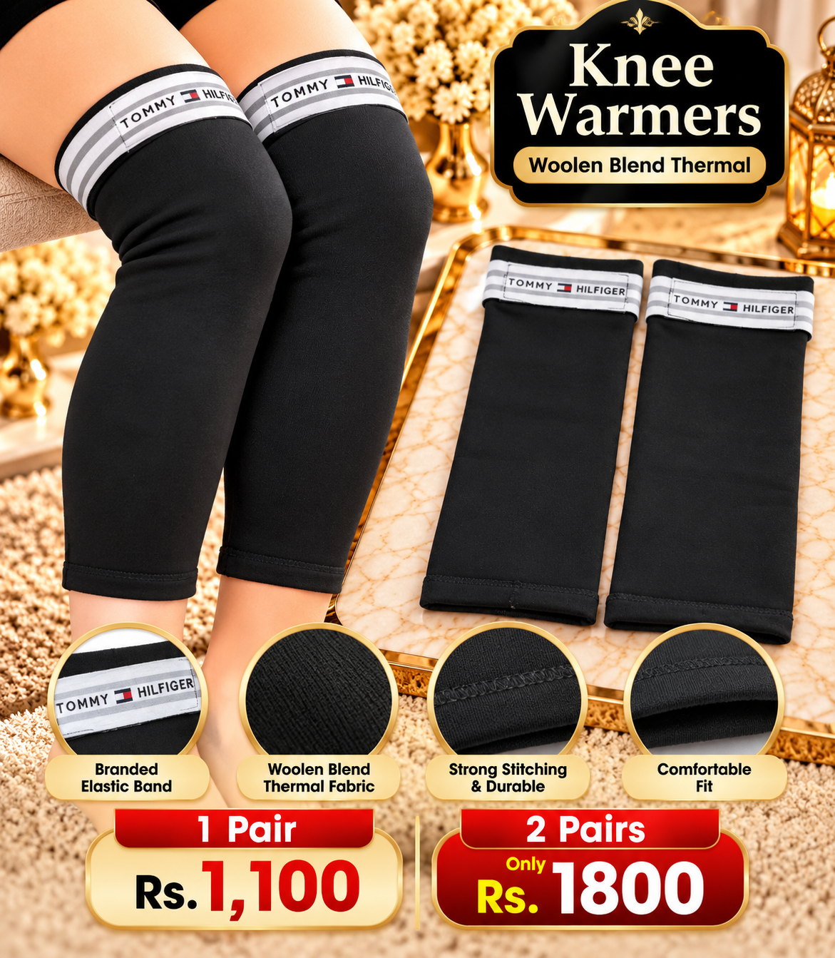 1 Pair Woolen Blend Thermal Knee Warmer